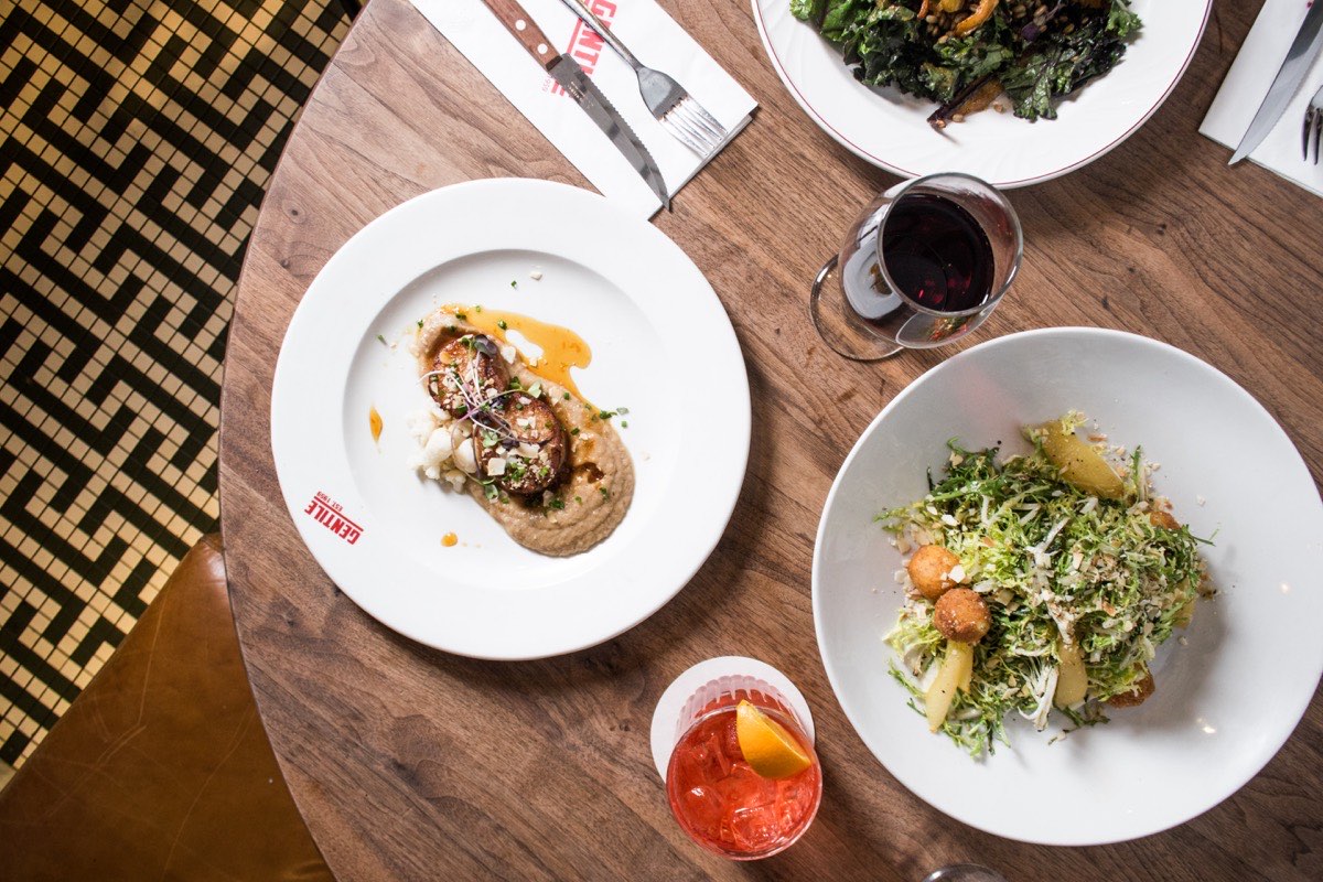 Overhead of a Café Gentile dinner table from the fall/winter 2018 web shoot